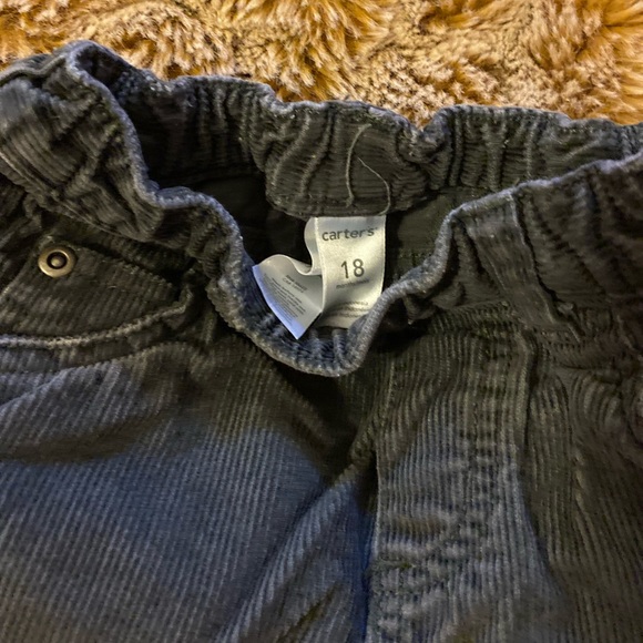 Bundle of Carters 18 month grey corduroys and 2 long sleeve button down onesies - Picture 4 of 9